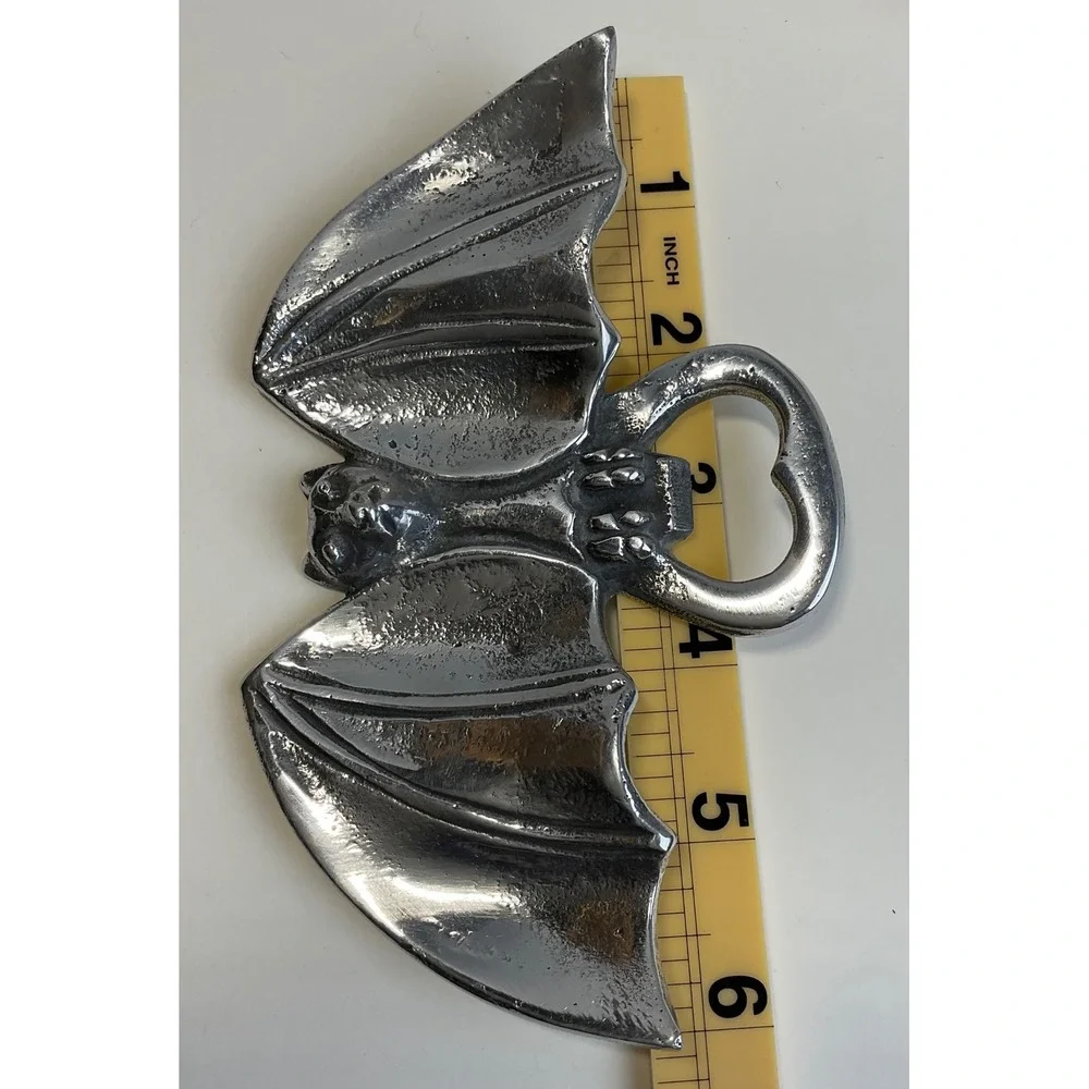 Vintage Silver Bat Bottle Opener Gothic Spooky Halloween Barware Metal Tool
